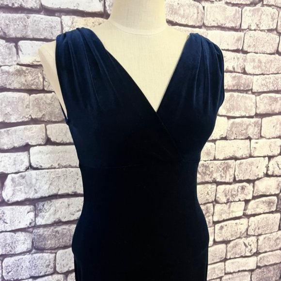 Reggio Vintage Blue V-Neck Sleeveless Dress Size 4 - Picture 3 of 13